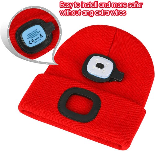 LED Knitted Beanie Hats With USB Rechargeable, Kids High Powered Head Lamp Light - Picture 36 of 66