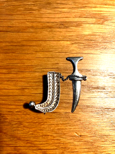 Vintage WWI Turkish Silver Dagger Sweetheart Brooch - Picture 2 of 6