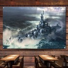 US Navy Battleship USS South Dakota Prints Artwork Flag Warship Military Poster