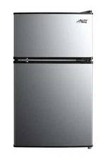 Mini Fridge w/ Freezer 3.2 cu ft Refrigerator 2-Door Compact Dorm, Stainless Ste
