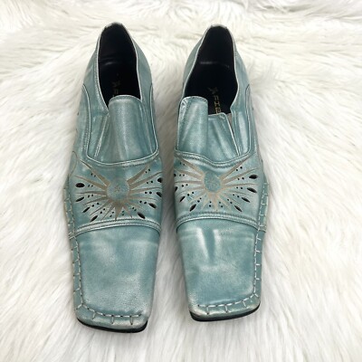 Fiesso Aurelio Garcia Shoe Blue Leather Slip On Square Toe  display picture 1