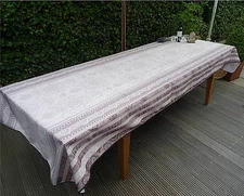 Tablecloth Provence 150x300 CM Cream Grey from France Easy-Care Non-Iron