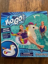 H20 Go UNICORN Swim Ring Pool Float 43"x31"x28"