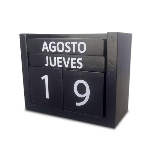 Wooden Block Calendar for Desk Black and White Decor, Perpetual