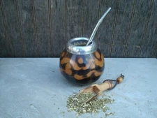 Argentina Mate Gourd Hand Made Natural Tea Cup  Straw Spoon BONUS Yerba - R26