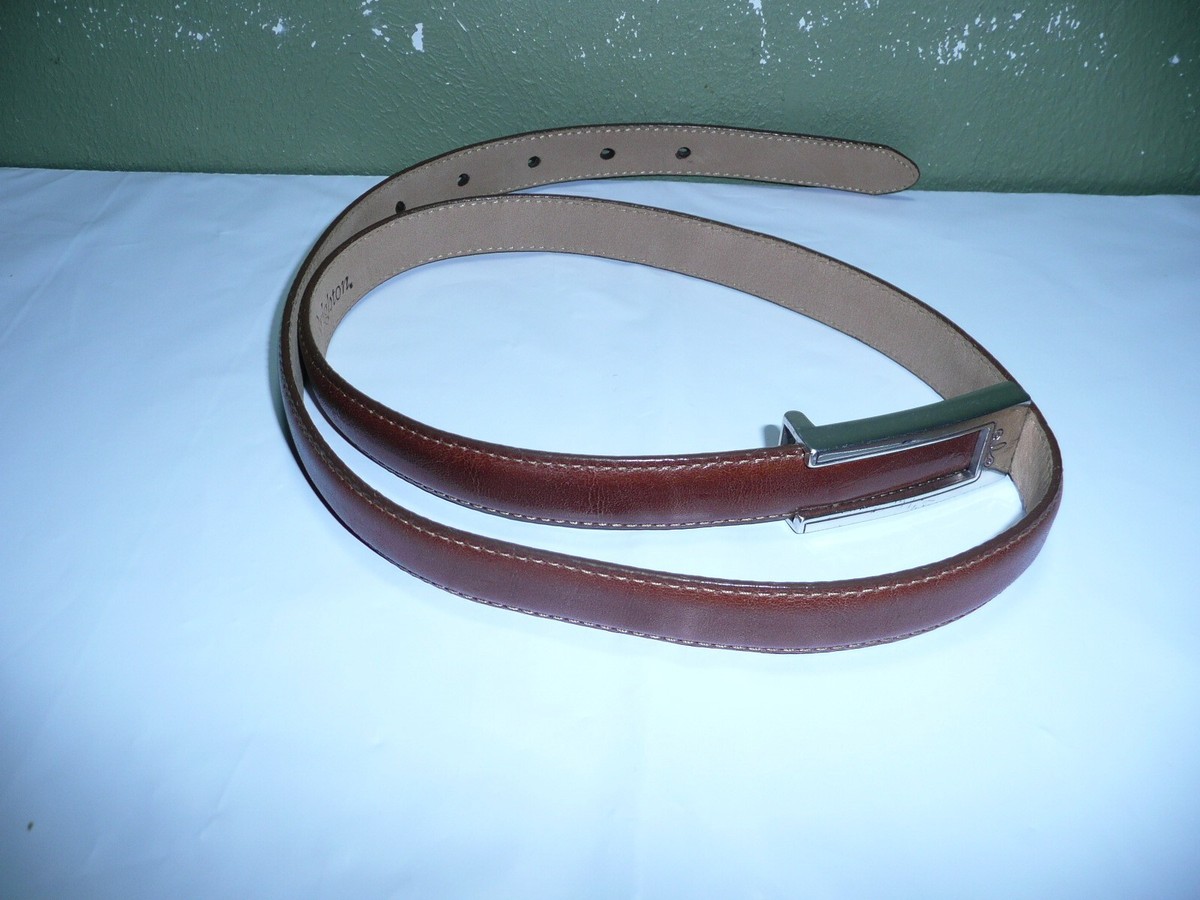BRIGHTON women Brown Leather Silver Metal Buckle Belt Size  display picture 1