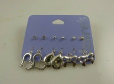 Claire's Earrings studs pierced crystals, assortment 6 pairs, hearts bows