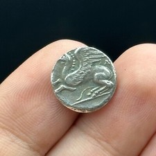 RARE COLLECTIBLE ANCIENT GREEK SILVER COATED COIN PEGASUS HORSE WITH WINGS IMAGE