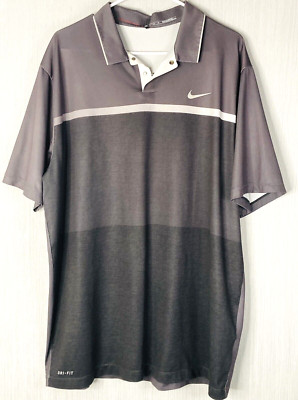 Nike Tiger Woods Collection Shirt Mens Sz XL Gray Golf Polo Dri Fit Short Sleeve
