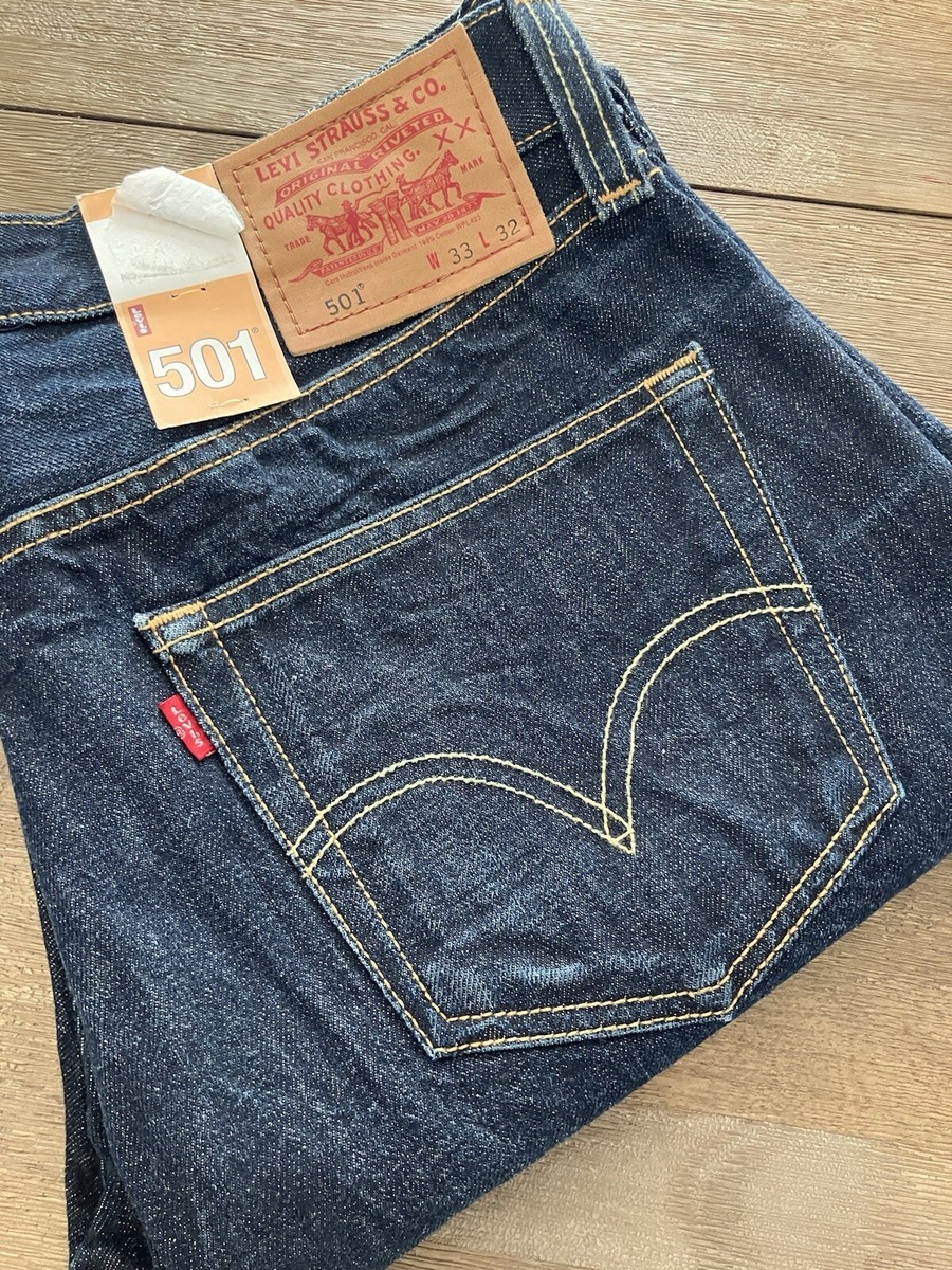 Levi's 501 Rigid NAVY BLUE DENIM JEANS (33-32)$145 | eBay