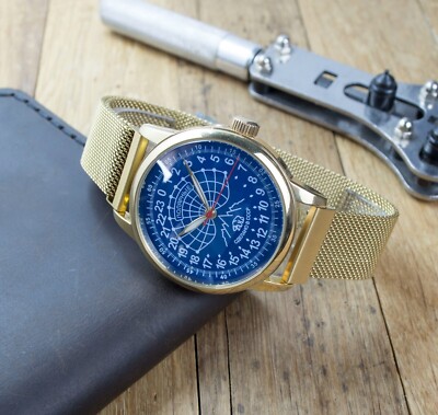 RAKETA Polar Antarktis Uhr Herren Selten Tag & Nacht Uhrwerk 24 Stunden