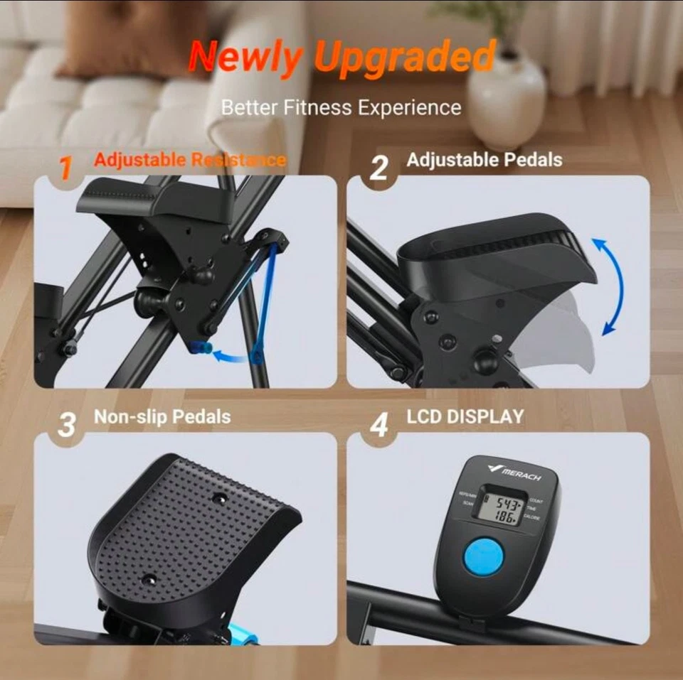 Escalera MERACH para ejercicio de gimnasio en casa, resistencia ajustable y pedales, nuevo Foto 4 de 4