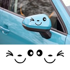 1 Pair Cute Smile Face 3D Decal Stickers for Auto Side Mirrors L R, Black