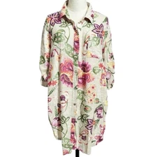 Made in Italy Women's Floral Shirt Dress L Multicolor Knee Length Casual - AC