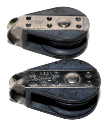 HARKEN SINGLE BLOCKS-ONE PAIR-WORKING AS THEY SHOULD-ABOUT  1 1/2'' DIAMETER
