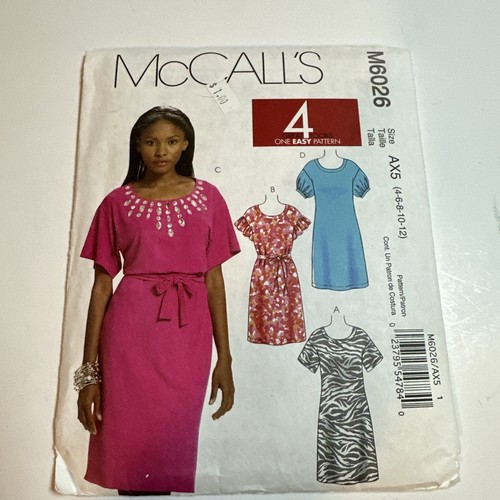 McCalls 6026 Sewing Pattern Knit Pullover Dress Short Sleeves Miss Sz 4-12 UNCUT - Picture 1 of 3