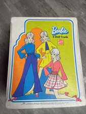 Vintage 1970 Barbie Fashion 3 Doll Trunk Carrying Case Mattel USA Photo