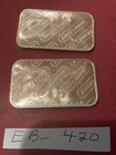 2 ENGELHARD 1 OZ. .999 FINE SILVER BARS BIG E