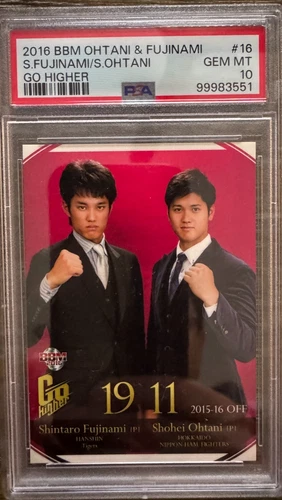2016 BBM Shohei Ohtani & Fujinami #16 Go Higher RC PSA 10 GEM MINT