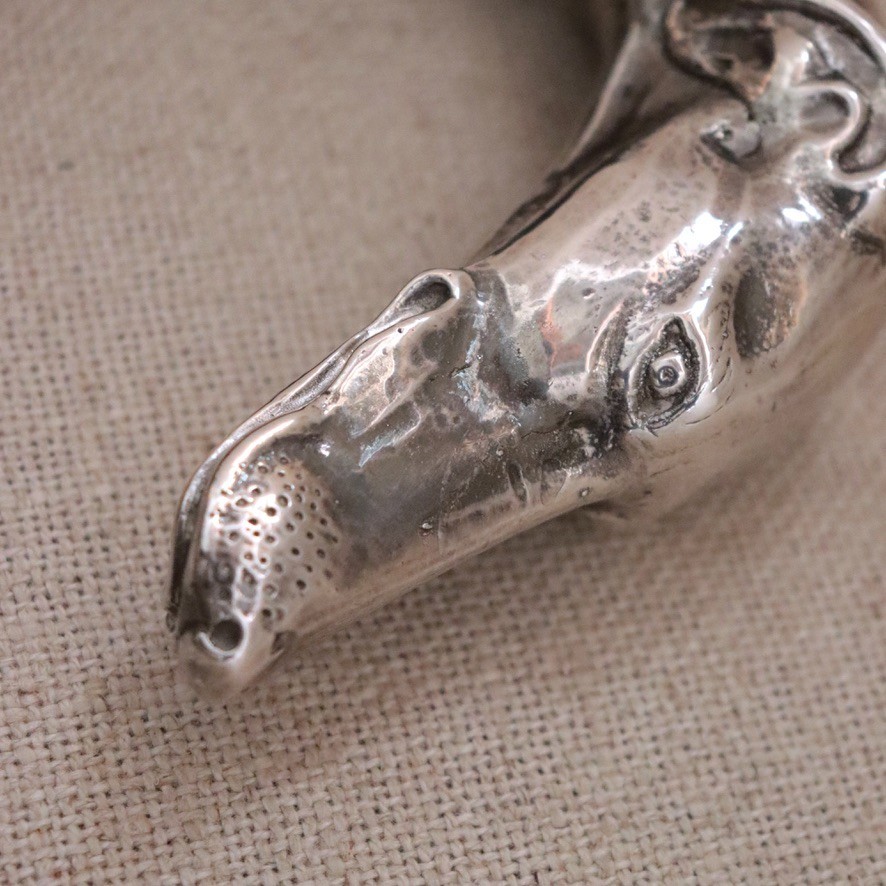 Solid Silver Greyhound Dog Cane Walking Stick Vtg… - image 13