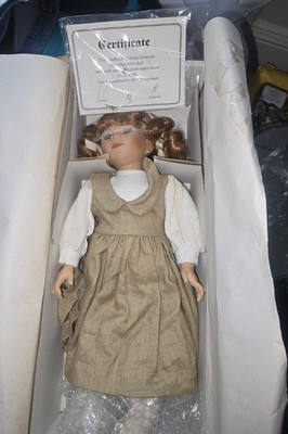 Grössle-Schmidt Handmade Porcelain Artist Doll Brown Curly Hair Certificate