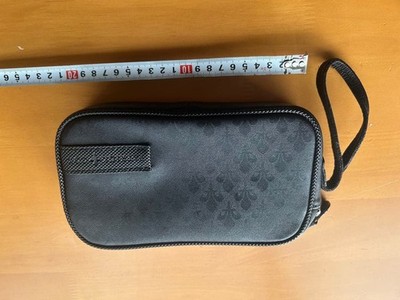 Patrizia Pepe Black Monogram Clutch Bag with Wrist Strap