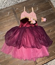Girls Ballet Stage Dress Tutu Costume With Floral Barrette Age 5-7