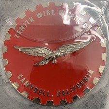 Zenith Wire Wheel Thin Metal Chips Emblems Set Of 4 Size 2.5 Red Chrome