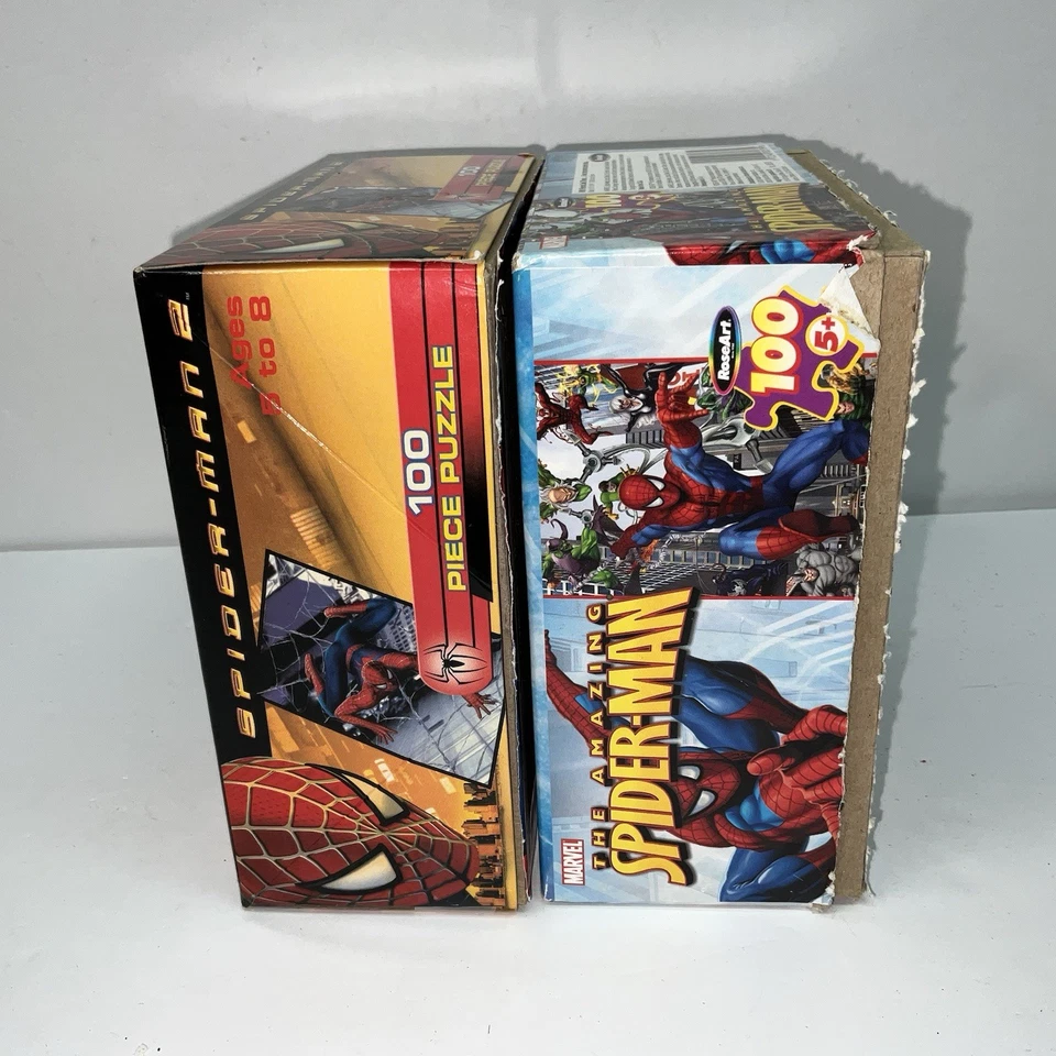 Lote de 2 rompecabezas de 100 piezas Marvel Comics Spider-Man (2003-2004) caja abierta, completo Foto 3 de 4