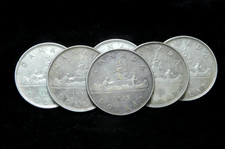 Lot of 6x 1935 $1 Canadian Silver Dollars