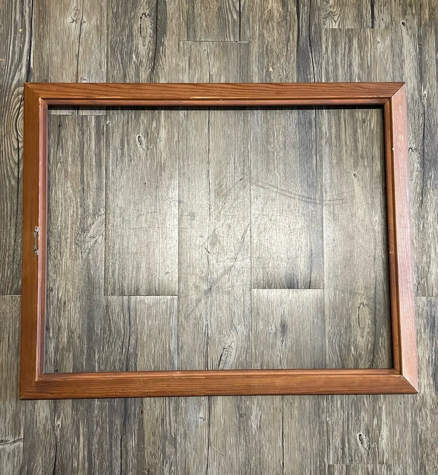 Vintage MCM Gold Tone Trim Oak Wood Picture Frame 22 X 28 Art Frame - Image 3 of 4