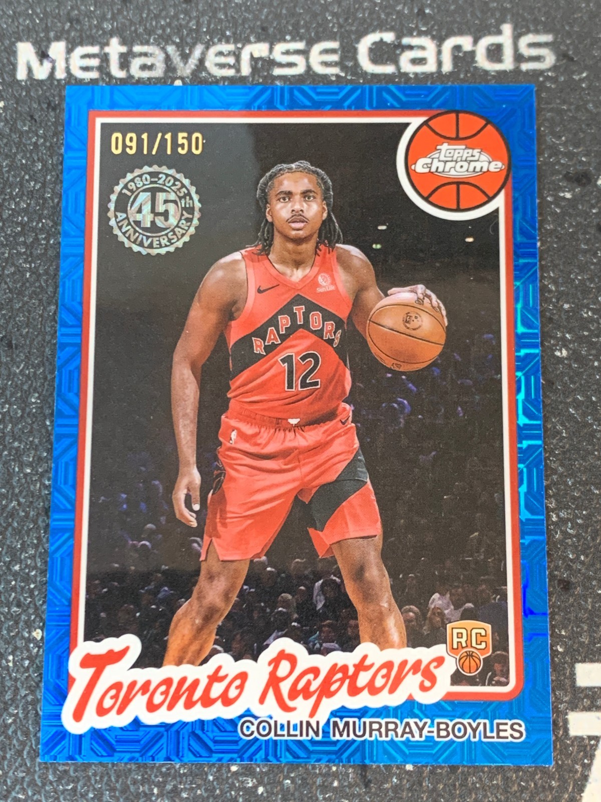 2025-26 Topps 1980-81 Chrome Blue Mojo RC Collin Murray-Boyles 091/150 Raptors