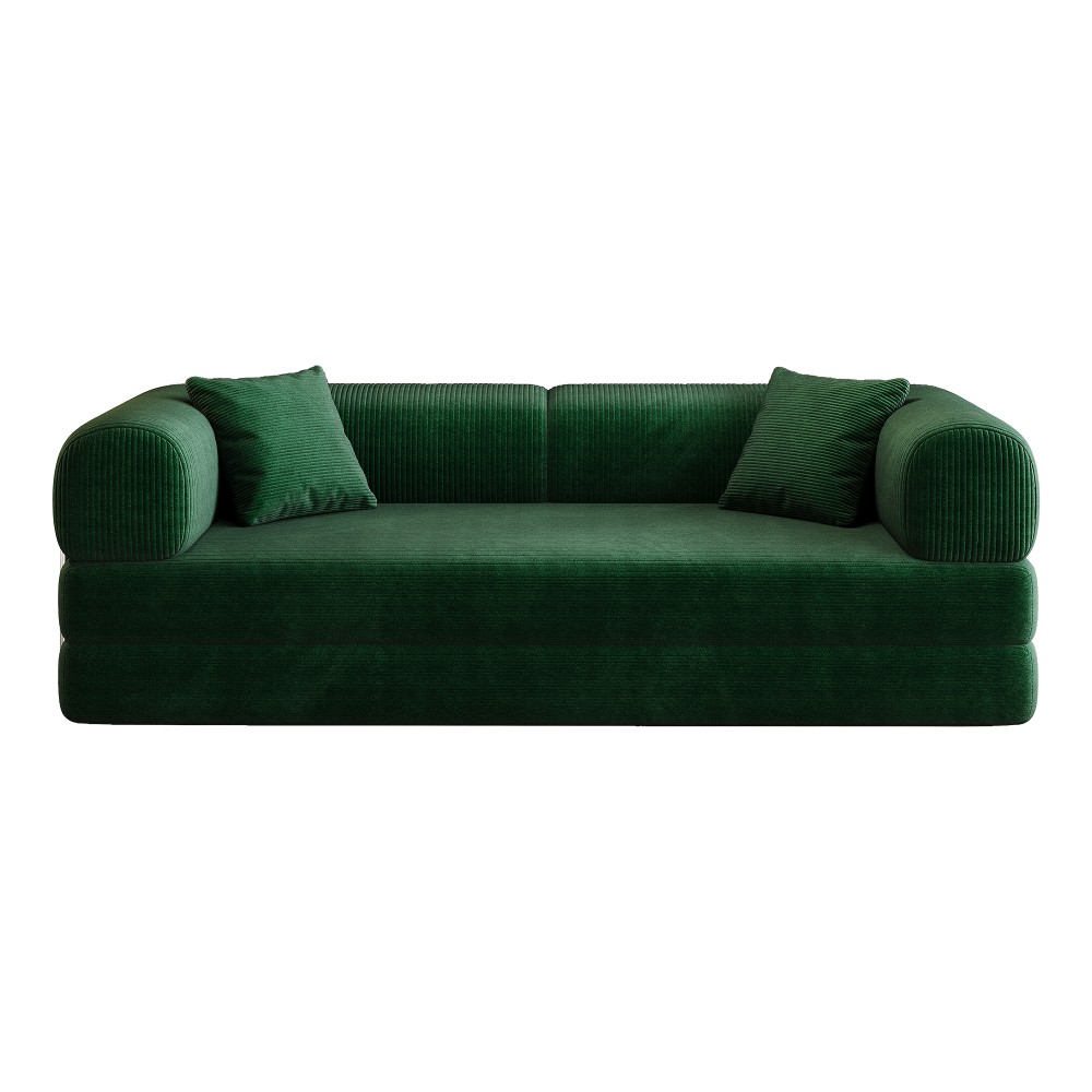 78.8" Compression Sofa Convertible Floor Sofa Bed Futon Couch Sleeper Bed Green