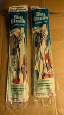 Lot Of 2 Sky Streak Balsa Wood Air plane Rubberband Powered Glider Guillollows