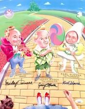 Mickey Carroll, Jerry Maren, & Karl Slover signed 11x14 Photo The Munchkins The 