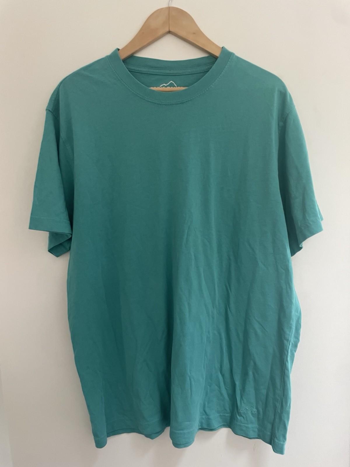 Eddie Bauer Men's Classic Solid Teal Cotton Blend Crewneck Short Sleeve Shirt L