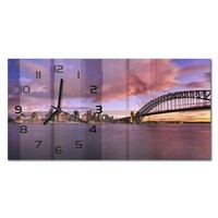 Glasuhr Aus GehäRtetem Glas Glas-Wanduhr Sydney BrüCke Schwarze Zeiger 60X30 Cm