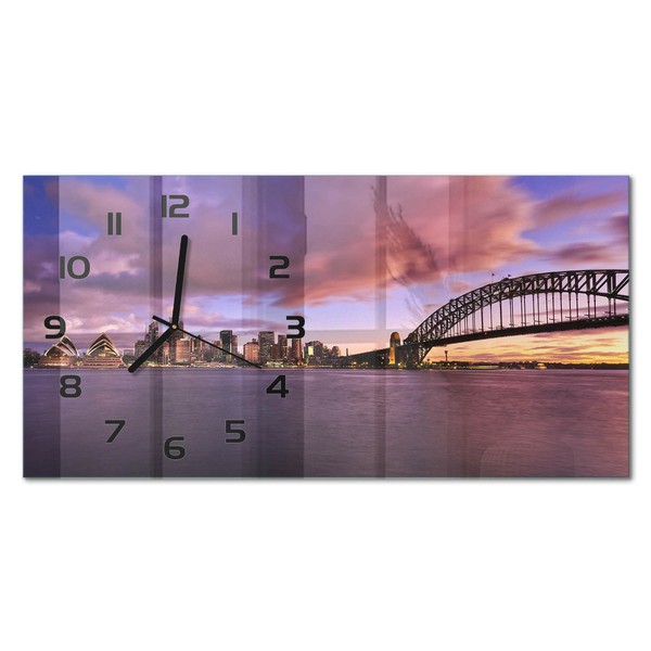 Glasuhr Aus GehäRtetem Glas Glas-Wanduhr Sydney BrüCke Schwarze Zeiger 60X30 Cm-image