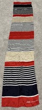 Anne Klein 100 Silk Scarf Red Navy Taupe Striped Vintage 52 x10