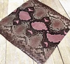 Brown Pink Genuine Python itallian Remnant piece Leather real hide snake skin 86