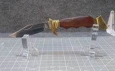 Lockback Folding Hunter With Brass Guard And Butt Wood Handle