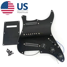 Black Dual Rail Pickup SSS Loaded Pickguard Back Plate for Stratocaster ST