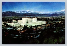 Loma Linda University Medical Center Night View Oil Painting Postcard 1992