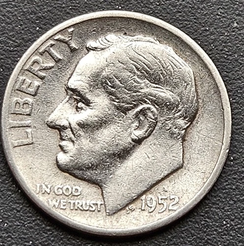 1952 Roosevelt Dime 10 Cents 90% Silver