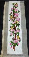 Vtg 1981 Completed Artcraft Concept Longstitch Needlepoint Yellow Birds on Tree