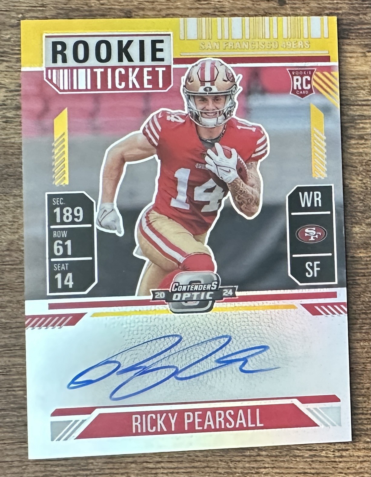 Ricky Pearsall 2024 Contenders Optic Rookie Ticket Auto Gold /10 #109 SSP 49ers
