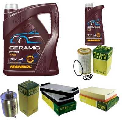 MANN Inspektionspaket 6L MANNOL Ceramic Pro 10W-40 für Mercedes-Benz E-Klasse