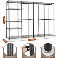 Heavy Duty Clothes Rail Hanging Garment Rack Shoe Storage Shelves Open Wardrobe