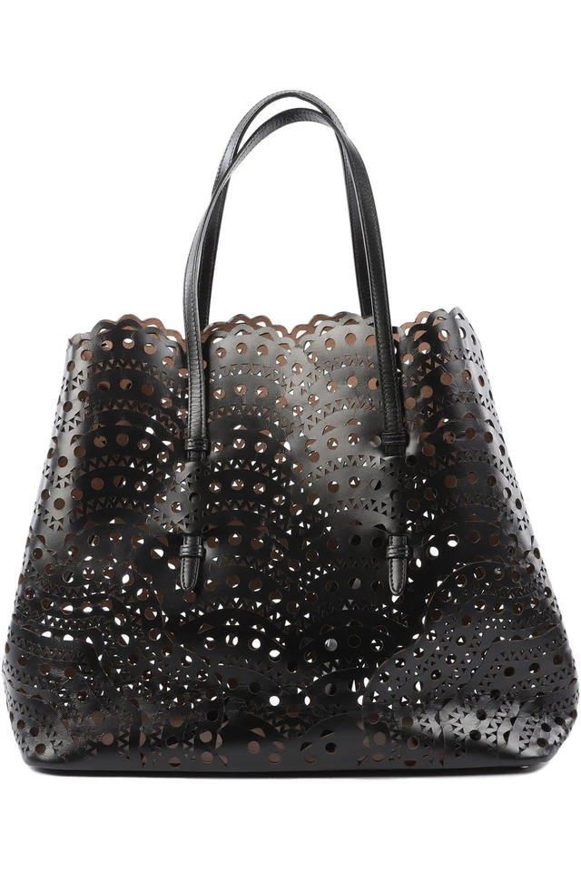 ALAÏA BLACK LE MINA 32 LEATHER TOTE BAG