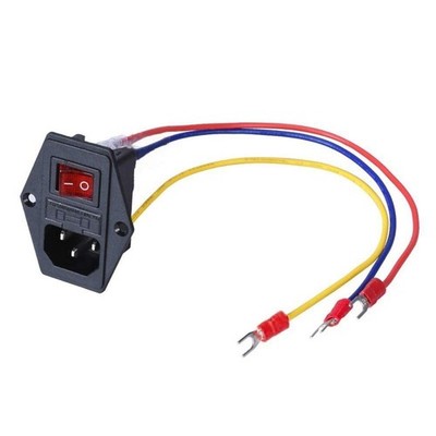 15A 250V Rocker Switch On/Off Power Socket Inlet Module Plug 10A Fuse Switch wit